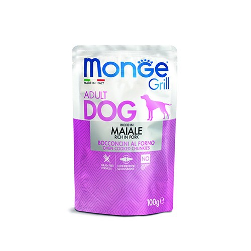 Monge Grill Bocconcini Al Salmone Per Cani Adulti – 100g In 24 Bustine, Senza Cereali E Con Glucosamina